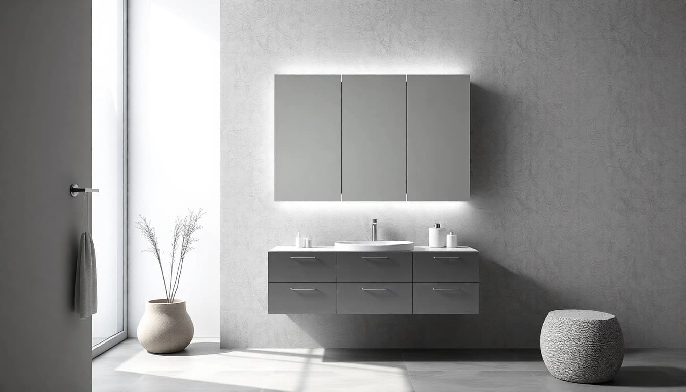 Der sonni Spiegelschrank im modernen Badezimmer bietet elegante Beleuchtung und Funktionalität.