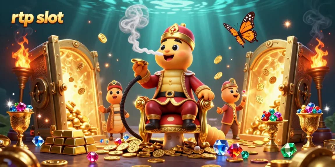 Catch the rtp slot action with a vibrant scene of a caterpillar hookah-master and treasure.