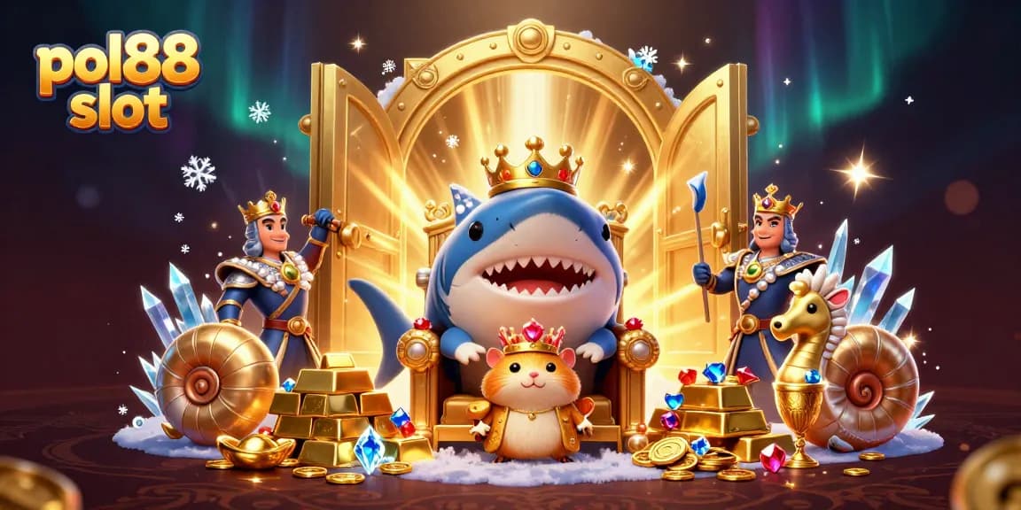 Rasakan kegembiraan bermain pol88 slot dengan raja hamster emas di atas tahta gigi megalodon