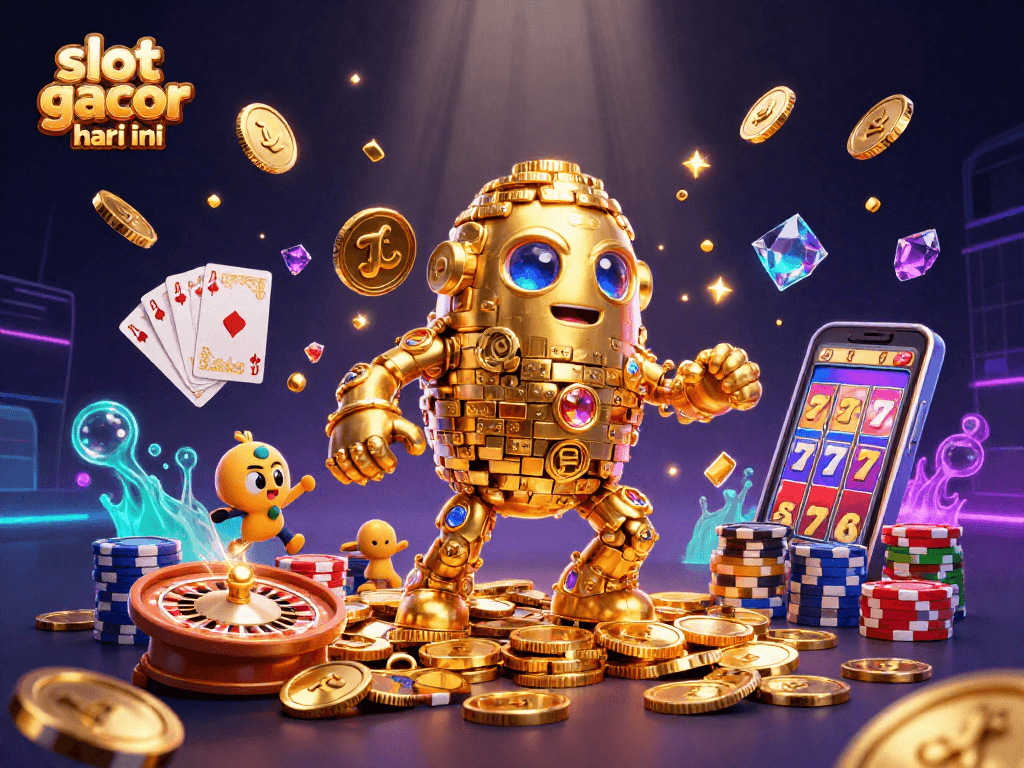 Experience thrilling wins in slot gacor hari ini with dynamic golden golem and vibrant casino elements.
