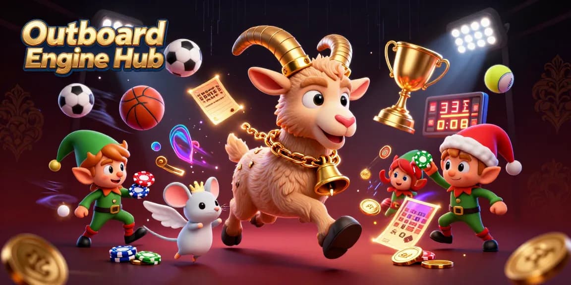 Engage with Outboard Engine Hub's exciting holiday-themed casino scene featuring whimsical characters.