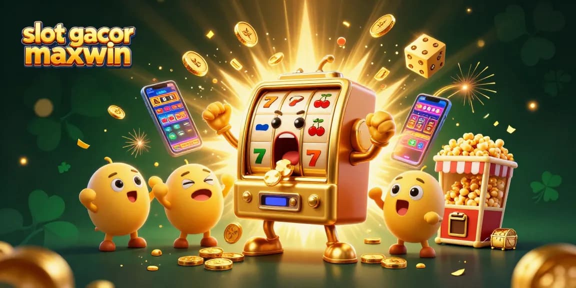Experience the excitement of slot gacor maxwin with a jubilant slot machine celebrating a jackpot victory.