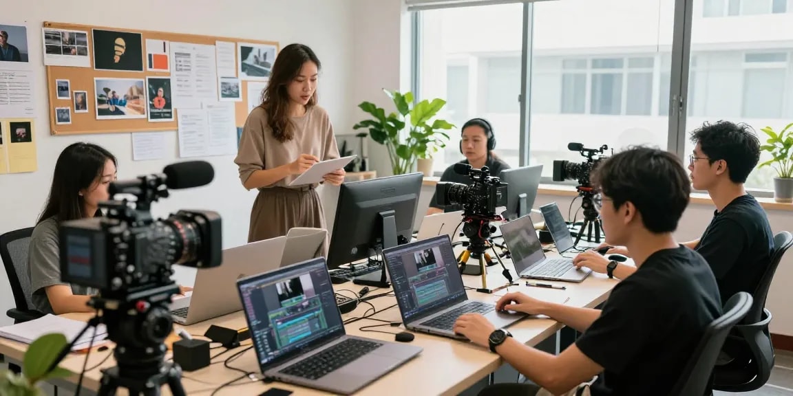 Collaboration at Dreambox Studio Sg in a vibrant creative workspace.