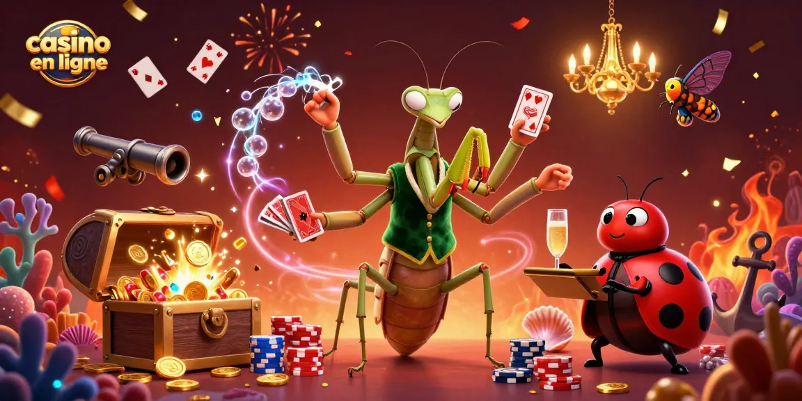 Visitez un casino en ligne passionnant avec une scène de jeux animée et colorée.