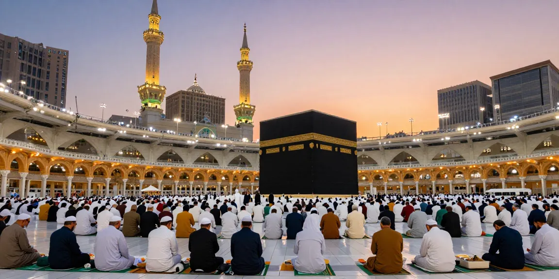 Experience unmissable umroh full ramadhan with stunning visuals of pilgrims at Masjidil Haram enjoying their spiritual journey.
