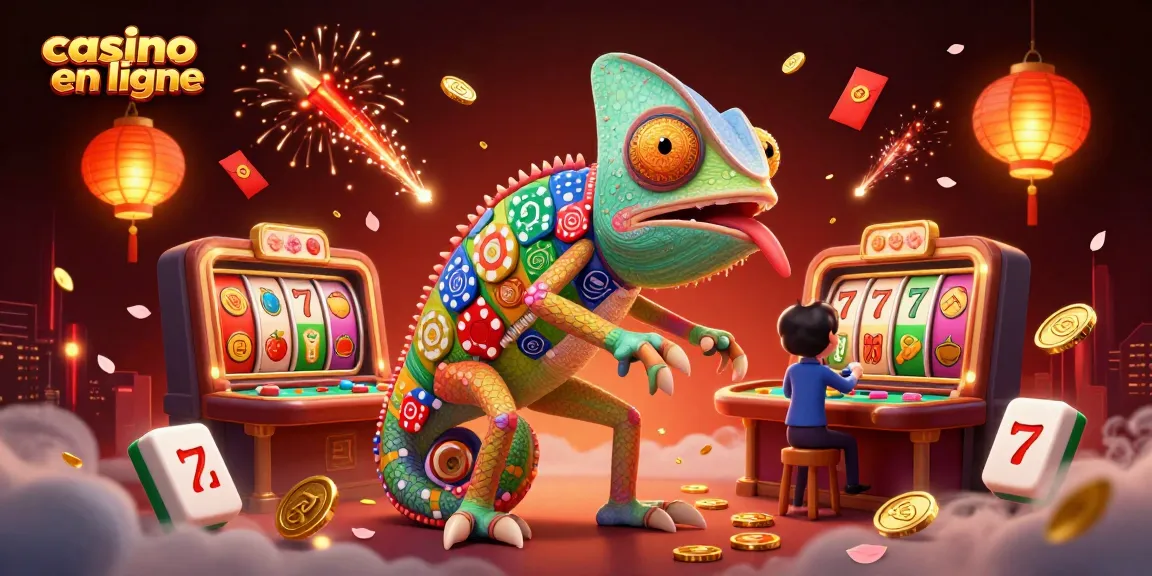 Plongez dans l'univers fascinant du casino en ligne avec un propriétaire caméléon coloré et des éléments de jeu riches.