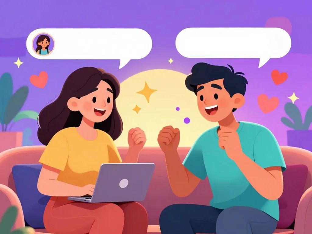 Engaging NSFW AI chat scene showcasing animated characters in a playful online conversation, reflecting diversity and excitement.
