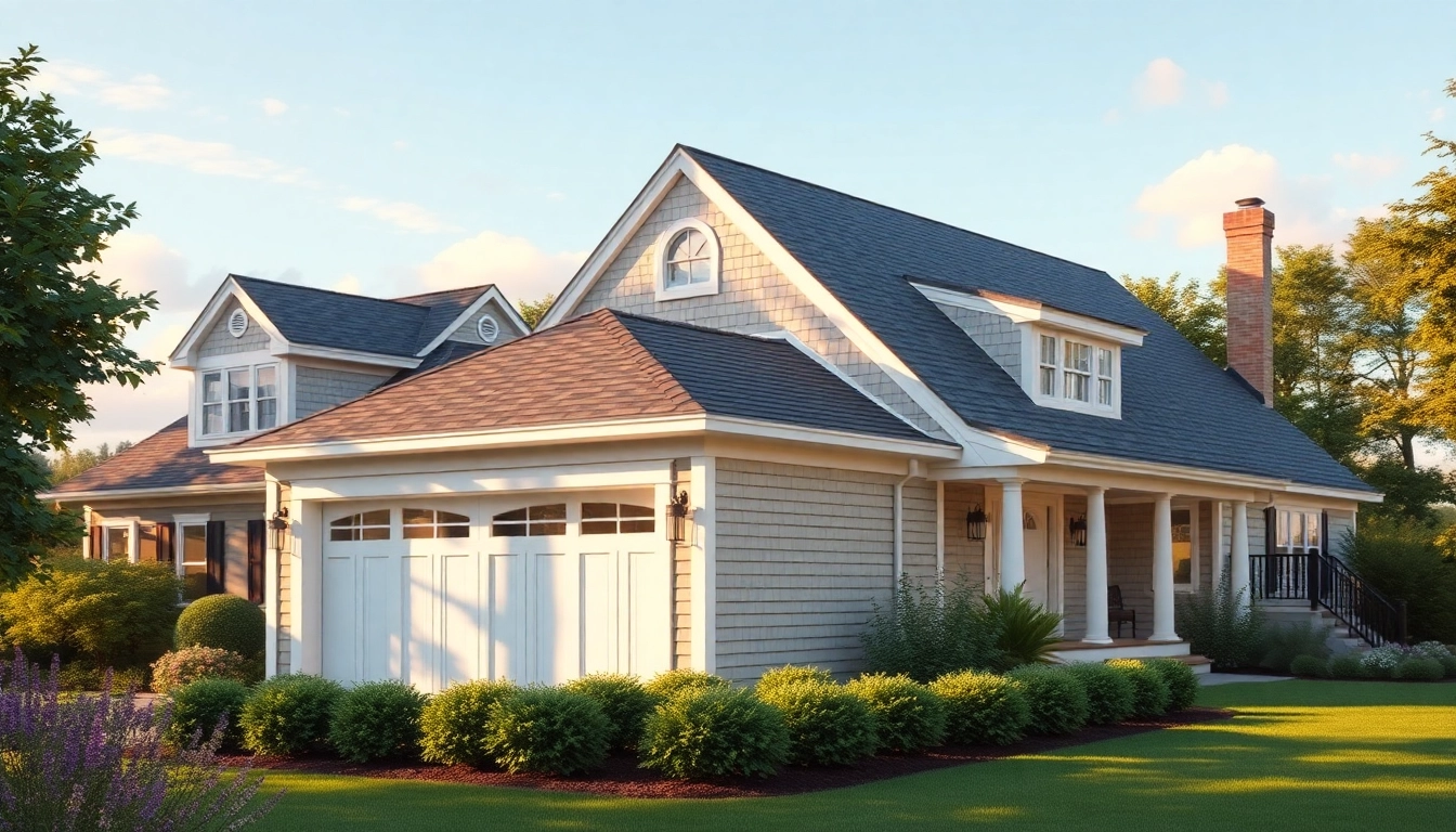 Cape Cod home addition showcasing elegant attached garage with coastal charm.