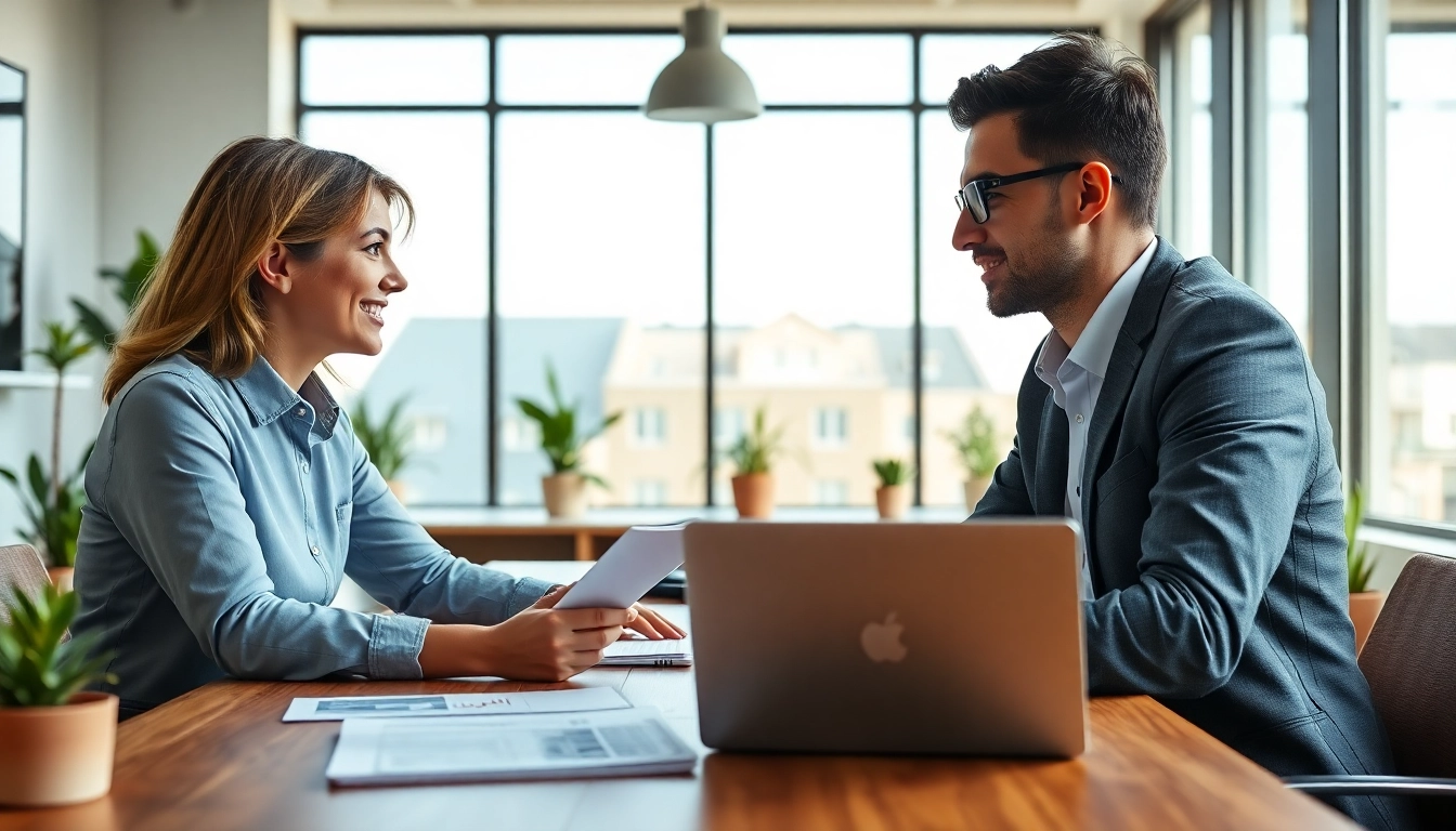 Engaged discussion about Life insurance options between a professional couple in an office setting.