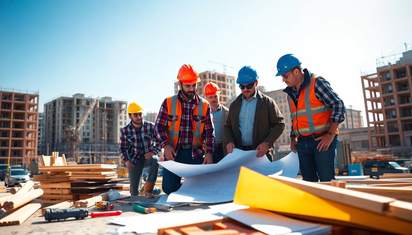 New York General Contractor collaborating with workers at a construction site.