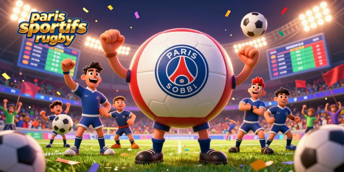 Placer des paris sportifs rugby avec une mascotte d'équipe dynamique sous une pluie de confettis.
