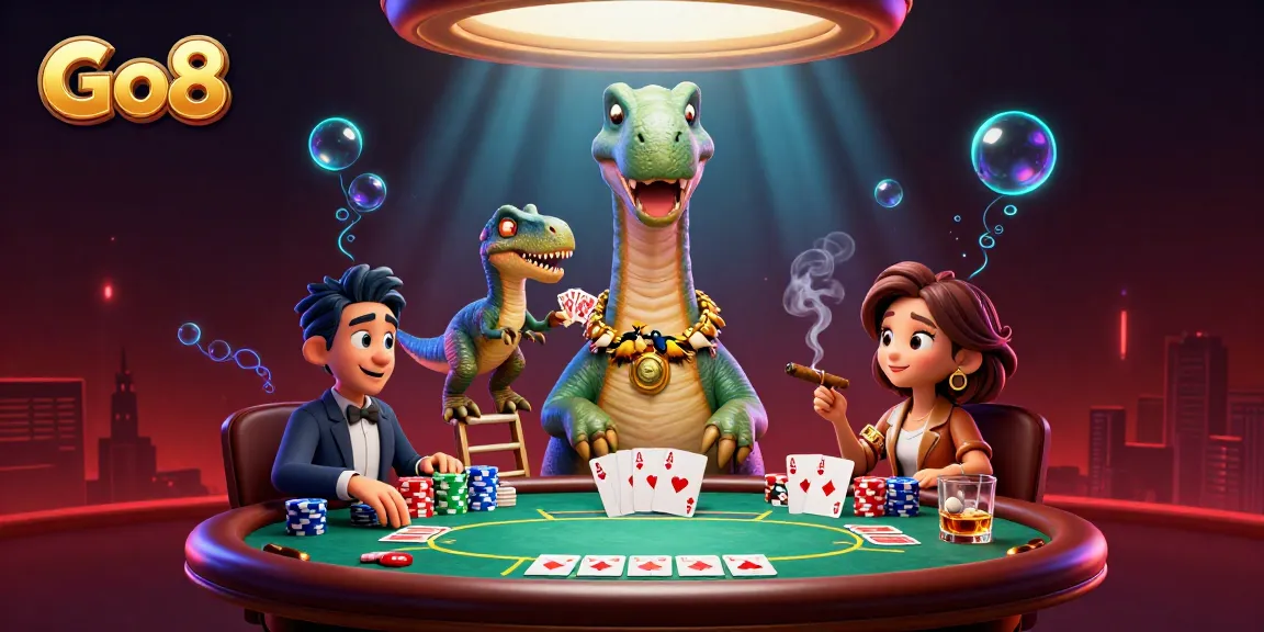 Experience thrilling entertainment at Go8 with a vibrant 3D casino scene filled with poker action.