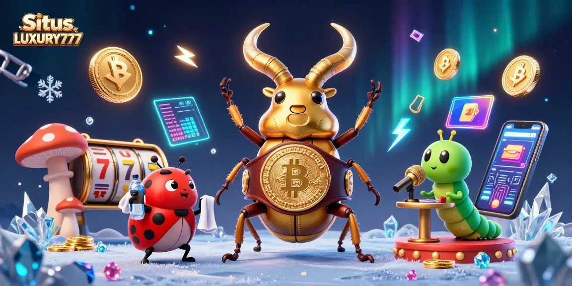 Situs LUXURY777 menghadirkan ilustrasi 3D ceria dengan karakter lucu dan elemen slot yang menarik.