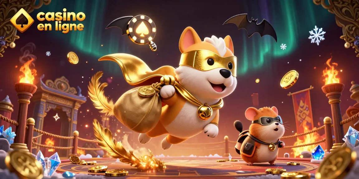 Jouez au casino en ligne avec ce super-héros canin portant une cape dorée et une action dynamique.