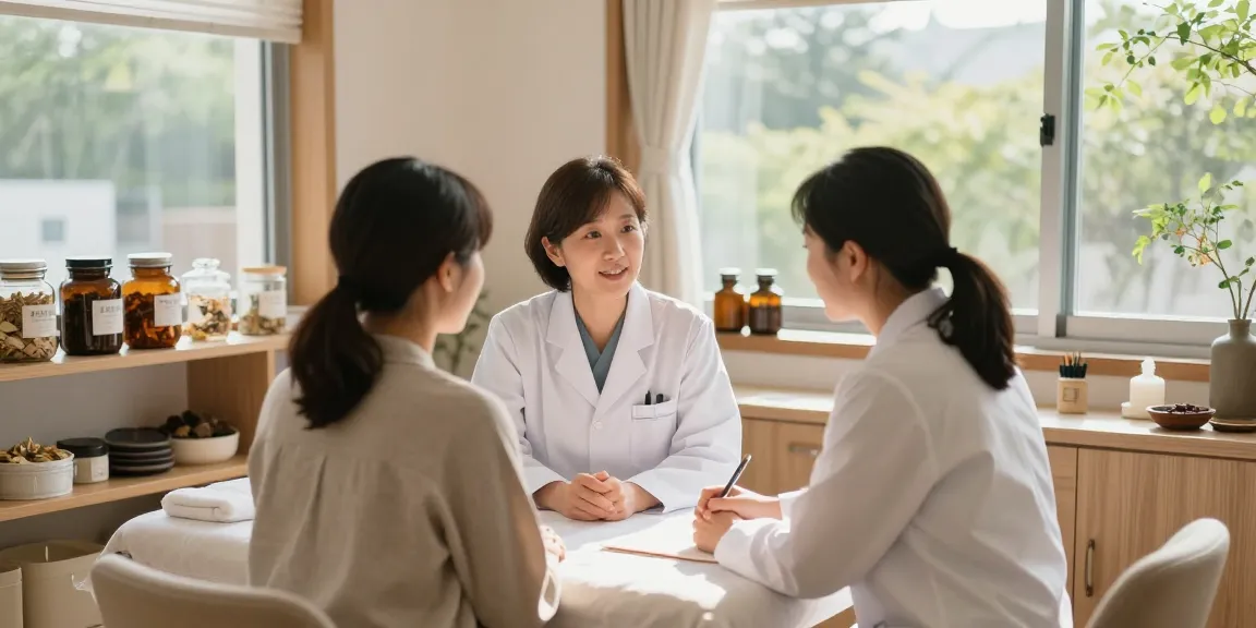 Expert consultation at 수원한의원, showcasing tranquil healing space and compassionate practitioner.