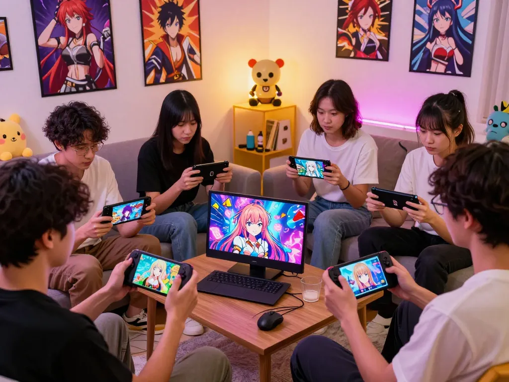 Players enjoying engaging porno games in a cozy gaming setup with vibrant visuals