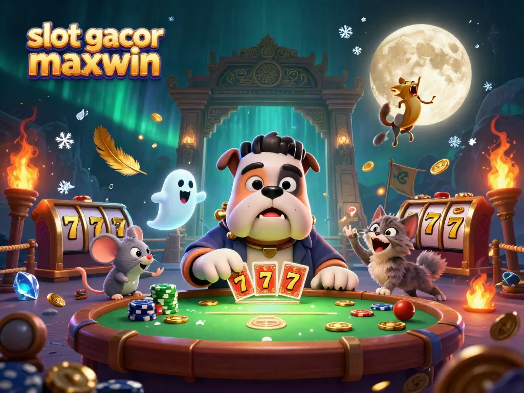 Experience thrilling moments at slot gacor maxwin with a dynamic 3D casino illustration featuring engaging characters.