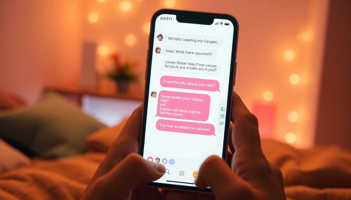 Engaging sexting AI chatbot interaction on a smartphone screen with inviting ambiance.