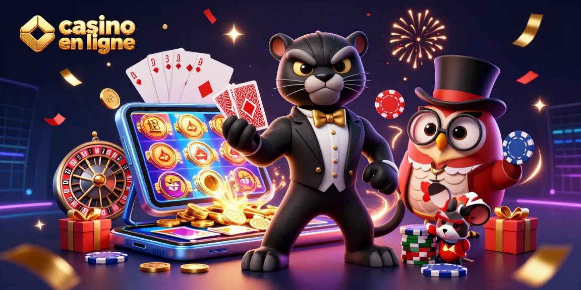 Vivez l'univers fascinant du casino en ligne avec notre illustration 3D captivante, mettant en scène des personnages animés au cœur de l'action.