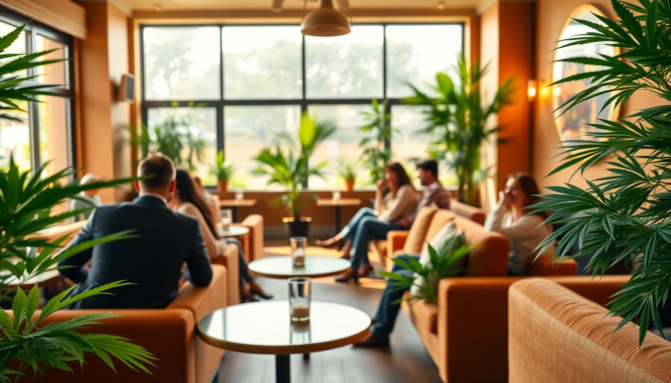 Club Cannabis Madrid ambiance featuring cozy seating and lively patrons enjoying their time.