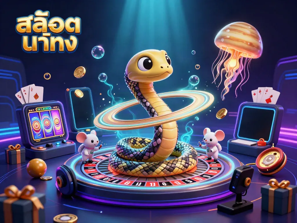 Experience the thrill of สล็อตแท้ตรง gaming with 3D cartoon characters placing bets in a vibrant casino scene.