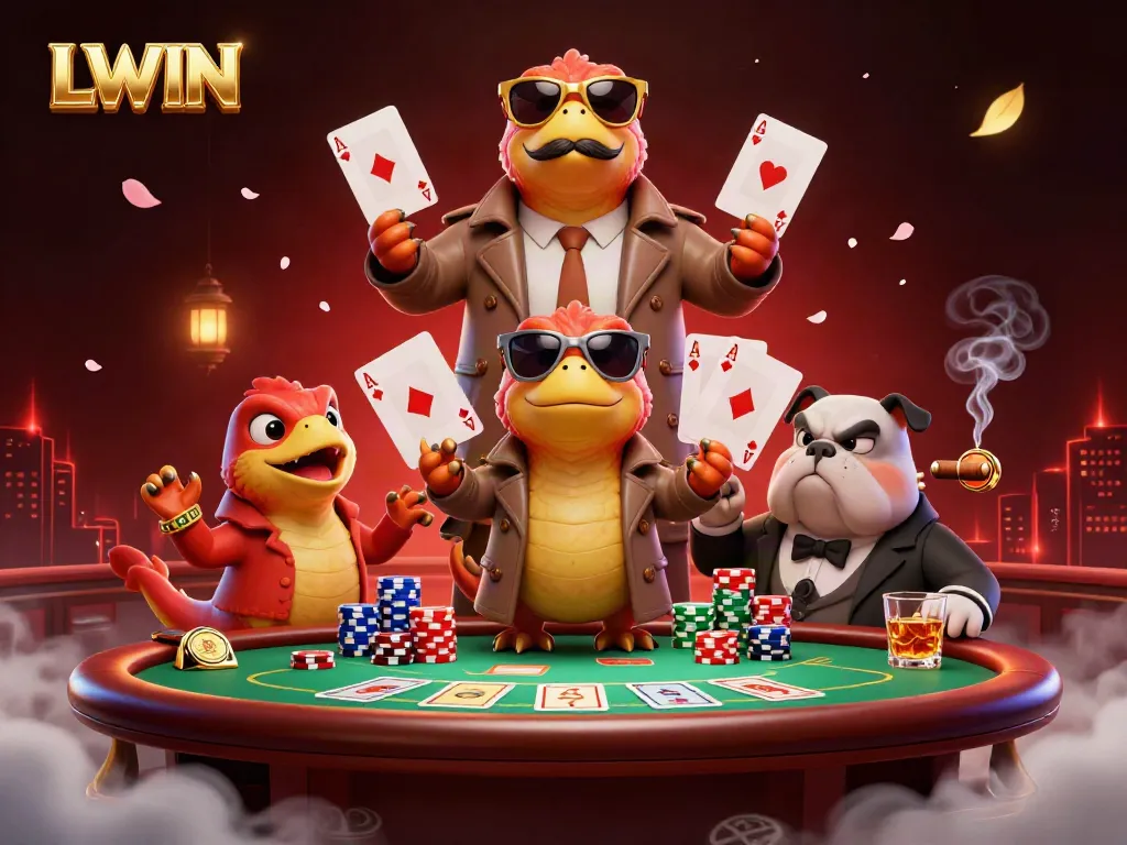 Experience thrilling bets at LLWIN with a playful 3D scene featuring raptors in disguise.