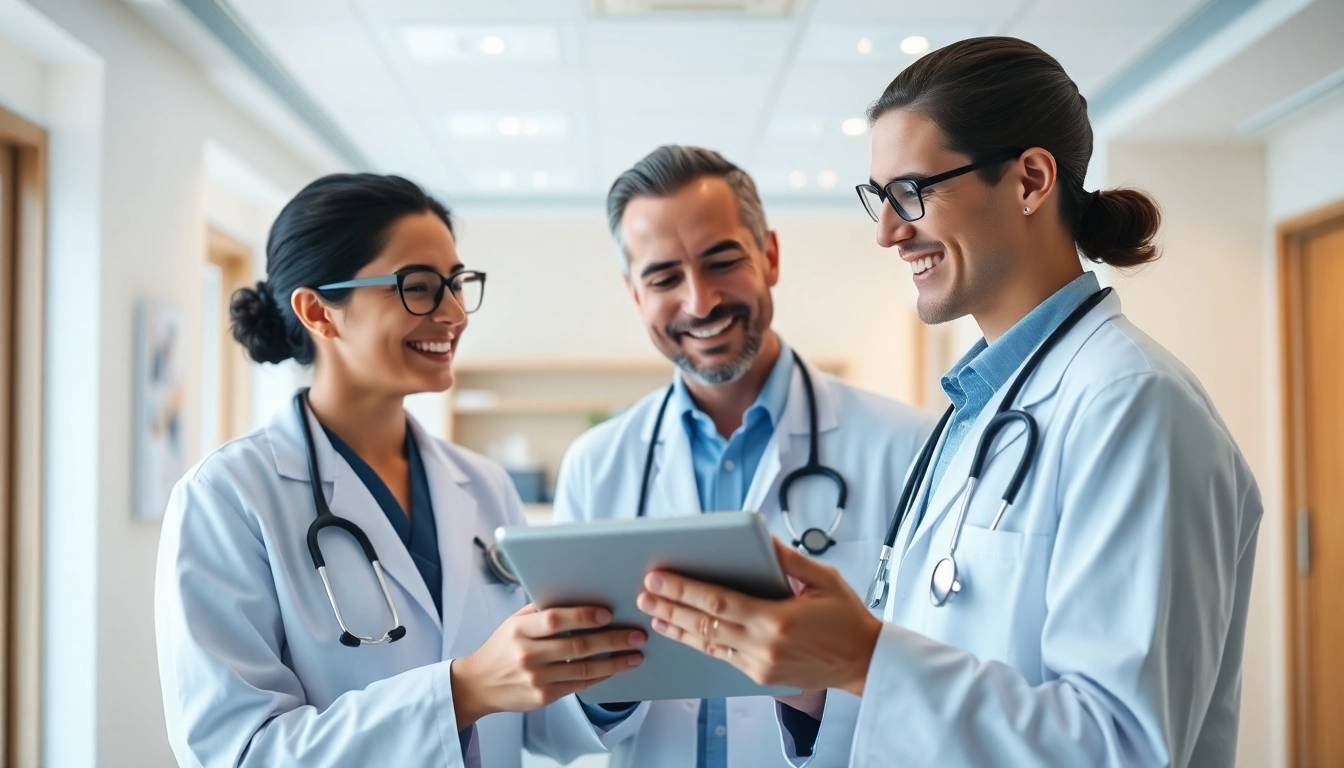 Engaging scene with private gp doctors consulting patients in a modern clinic setting.