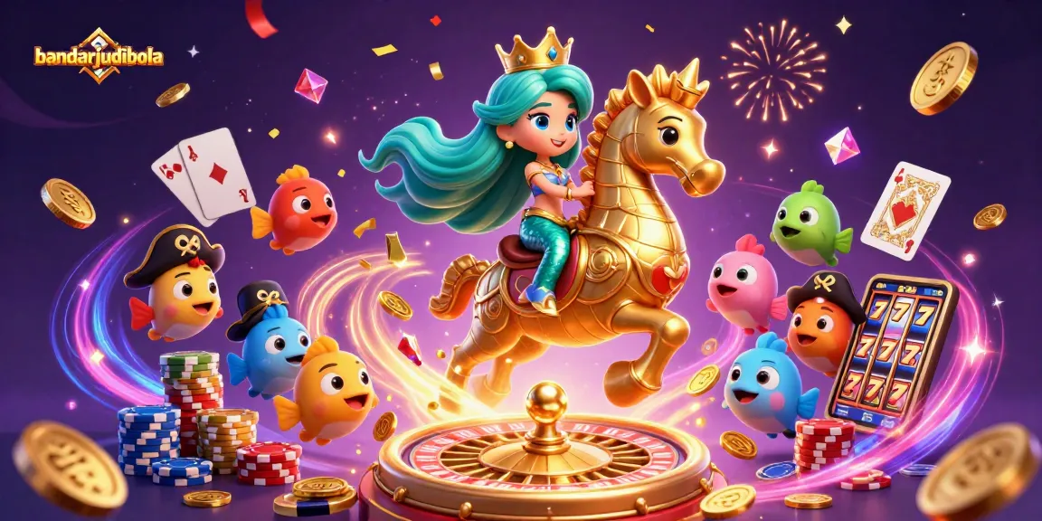 Engage in thrilling gambling with bandarjudibola, featuring vibrant characters and captivating casino elements.