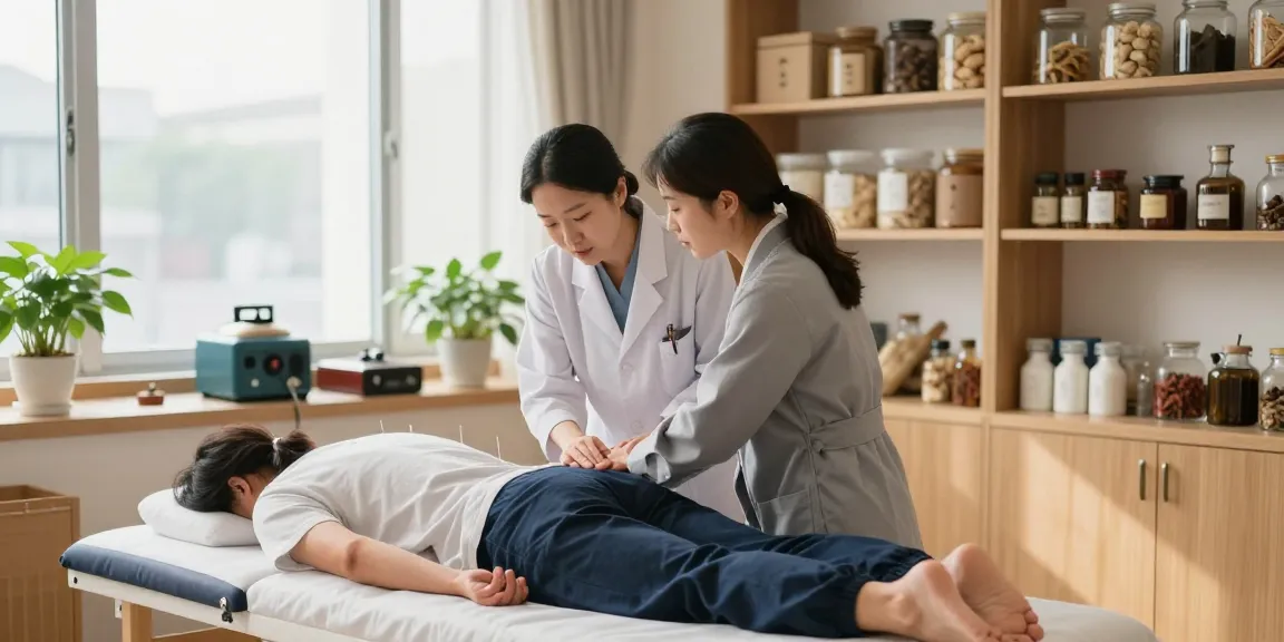 Patient receiving treatment at 수원교통사고한의원 by a professional hanbang doctor in a calm healing environment.