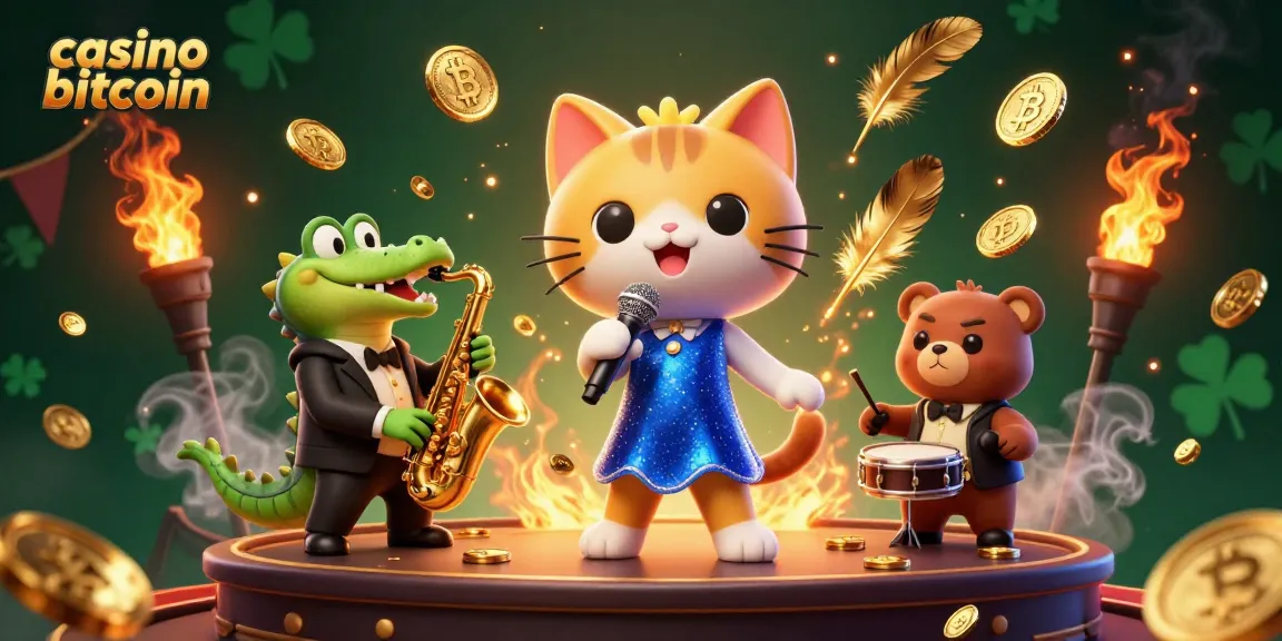 Gioca nel casino bitcoin con divertenti personaggi e monete sfavillanti che creano un'atmosfera avvincente.