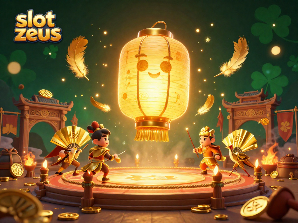 Experience the excitement of slot zeus with glowing characters and golden rewards in a vibrant casino scene.