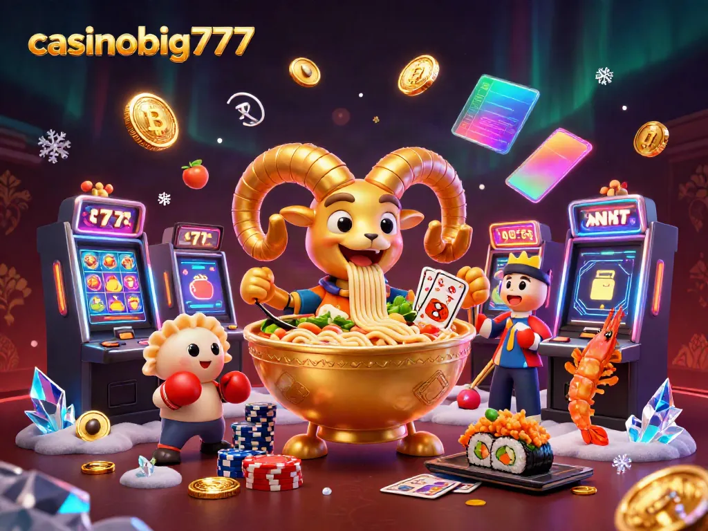 Experience the thrill of slot gaming with casinobig777's vibrant, animated 3D casino illustration.
