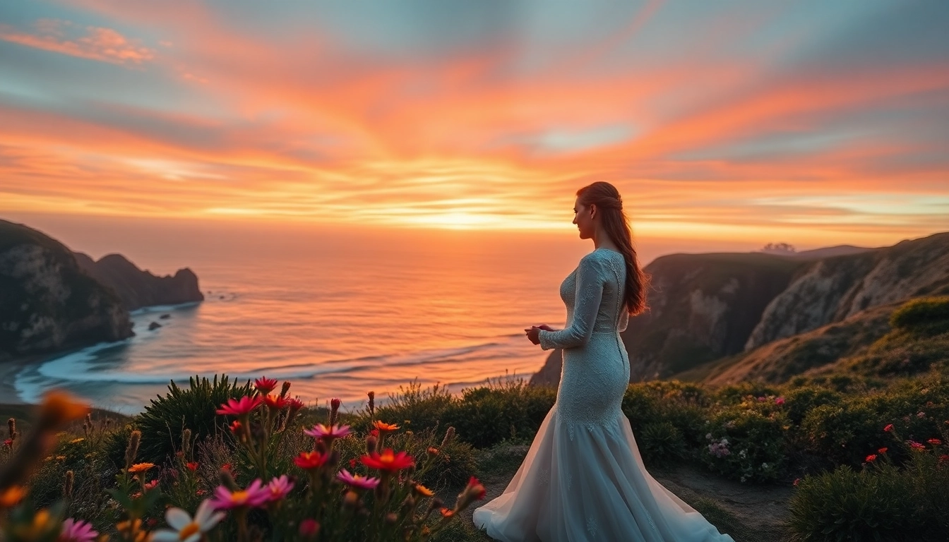 Capturing a romantic moment in Big Sur wedding photography amid stunning coastal scenery.