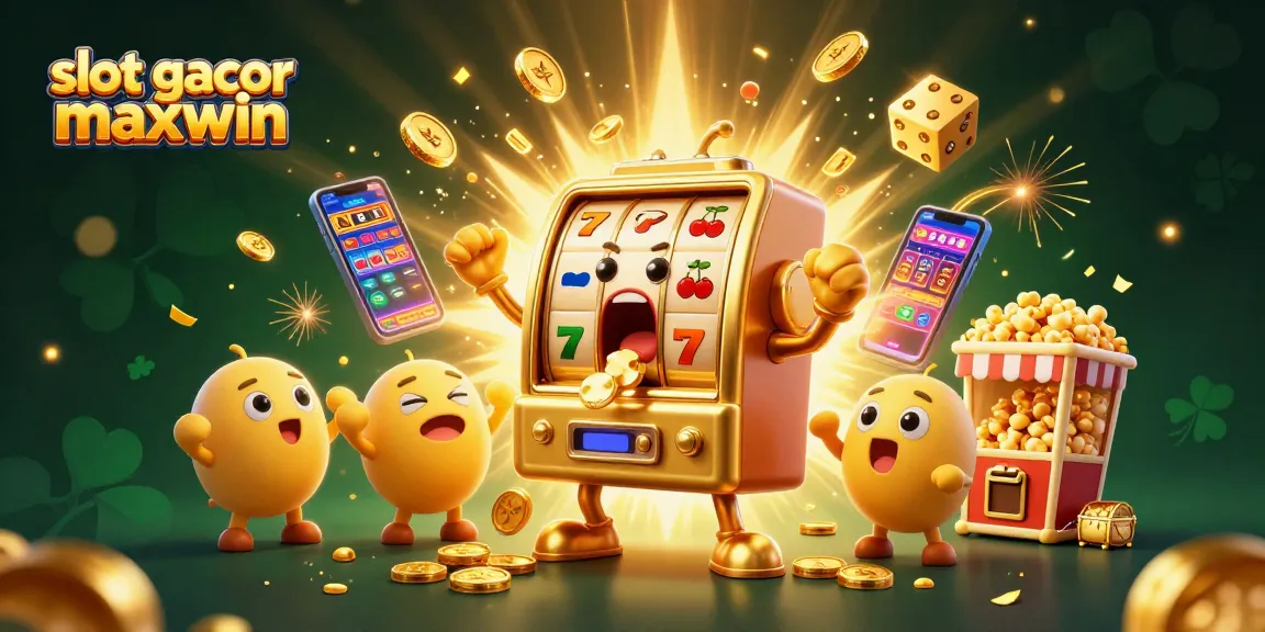 Experience the excitement of slot gacor maxwin with a jubilant slot machine celebrating a jackpot victory.