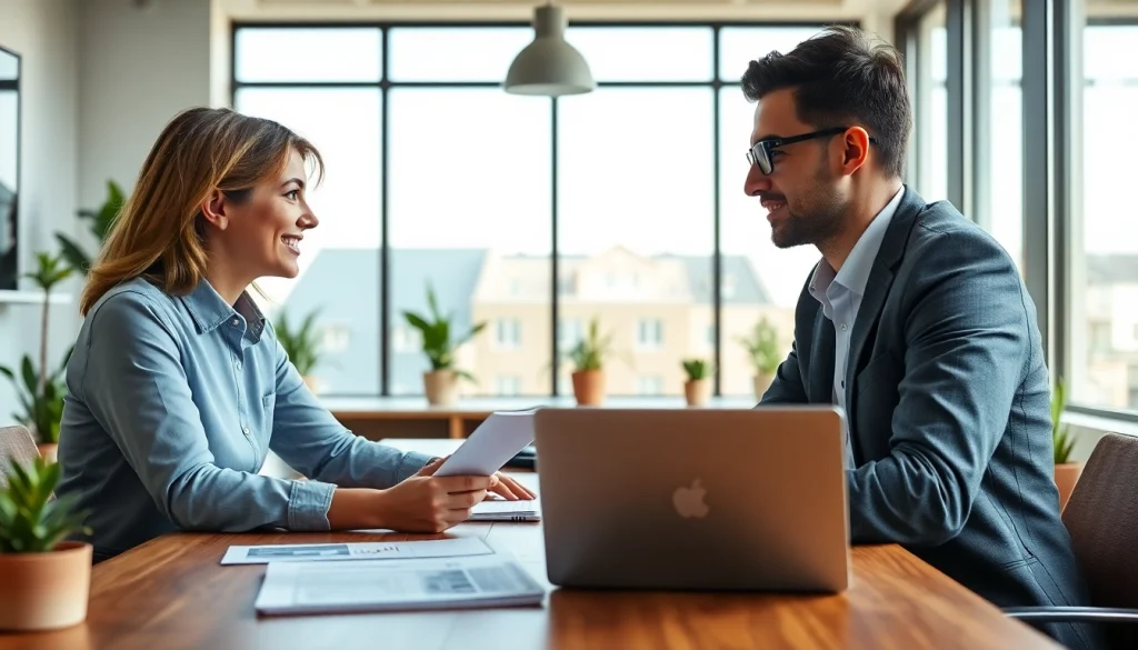 Engaged discussion about Life insurance options between a professional couple in an office setting.