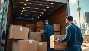 Efficient team showcasing Toronto moving services while packing and loading a truck.