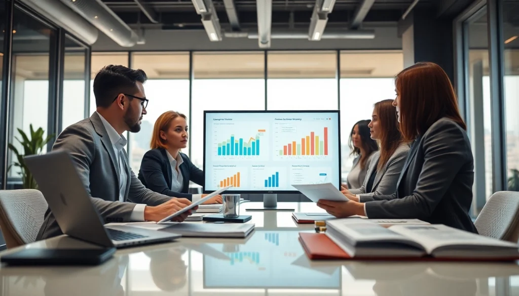 Analyze competitor pricing strategies in a modern office with digital screens and reports.