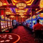 Players enjoying a thrilling game on DRAGON222 slot machines in a vibrant casino atmosphere.