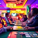 Engaging scene of Canada casinos online showing players at virtual gaming tables and lively atmosphere.