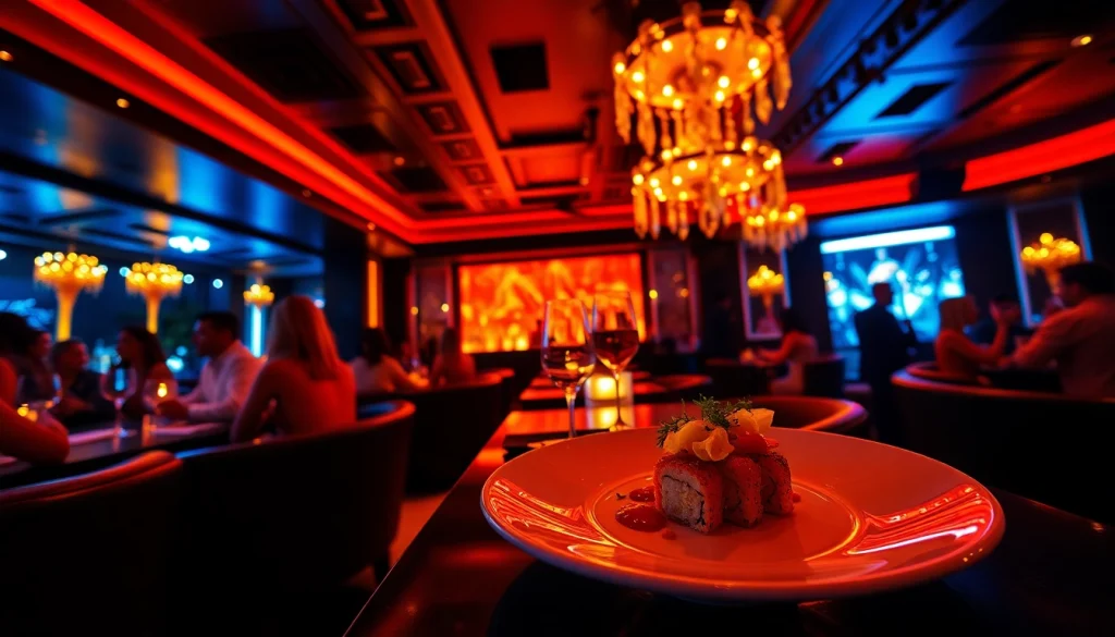 Dinner sxm at Club Noir, showcasing elegant dining with vibrant ambiance, gourmet body sushi, and lively entertainment.