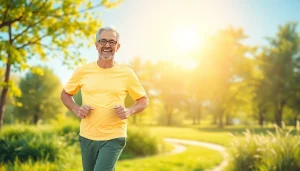 Showcasing healthspan, an active individual enjoying nature, symbolizing vitality and wellness.