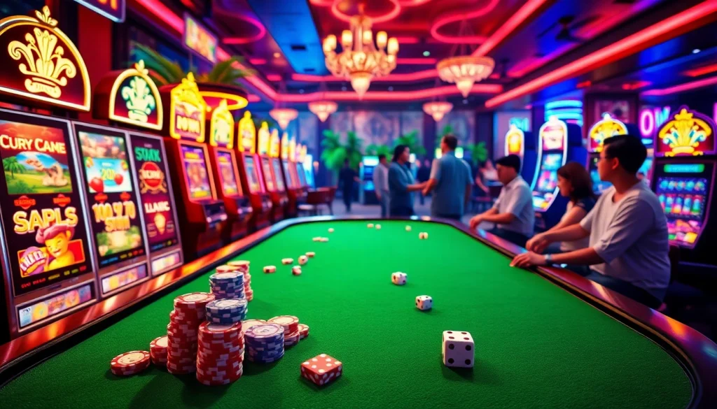 Slots glowing at a luxurious casino, highlighting review Naga169 with vibrant visuals and engaging gameplay.