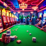 Slots glowing at a luxurious casino, highlighting review Naga169 with vibrant visuals and engaging gameplay.