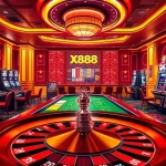 Gamble strategically at https://xx88.nl/ with a vibrant casino layout featuring a roulette wheel and poker table.