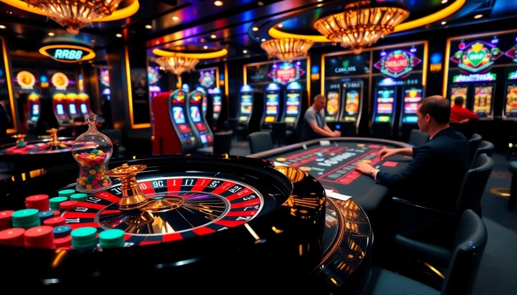 Experience the thrill of RR88 at a luxurious casino, engaging in high-stakes poker.