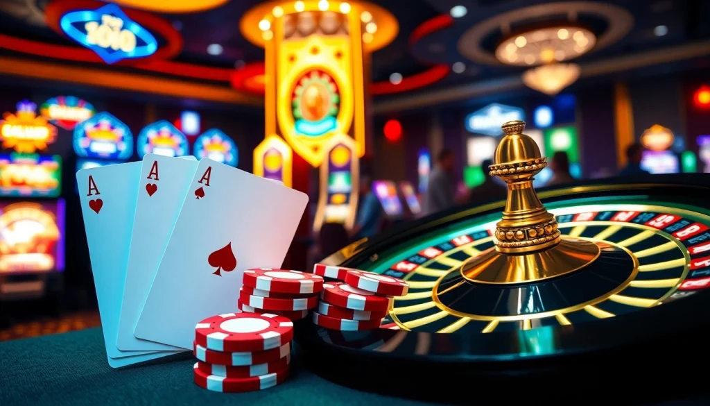 NoHU90 gaming interface with extravagant casino elements like cards and roulette wheel.