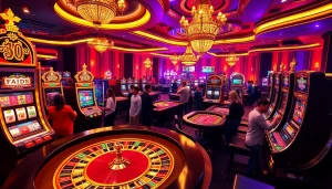 Experience thrilling gameplay at MK8.COM with players enjoying casino games and excitement in a luxurious setting.