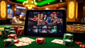 Engage in thrilling online gambling experiences at j88an.club, surrounded by vibrant casino visuals.