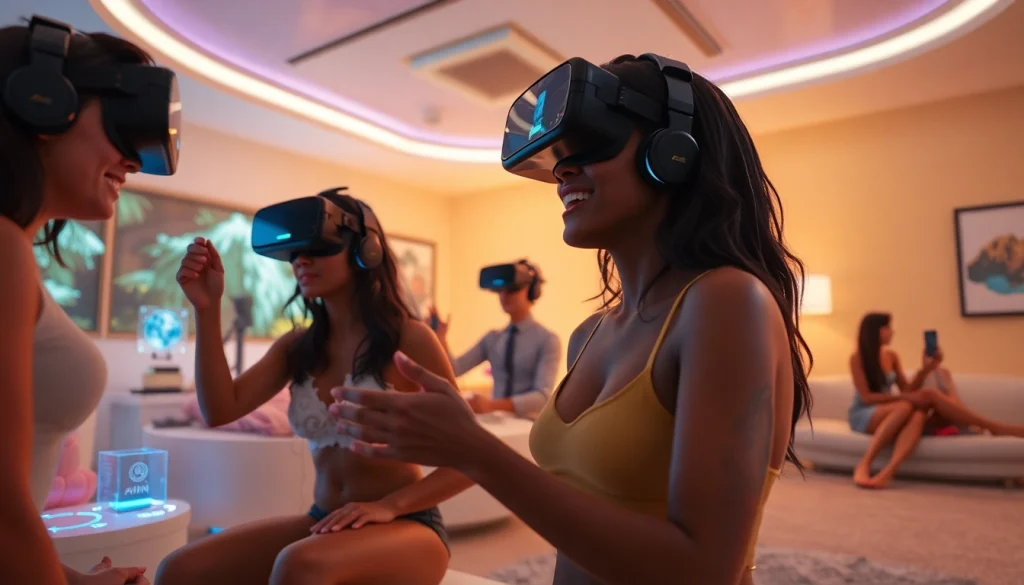 Engaging scene of sex games ai in a vibrant VR setting with interactive characters.