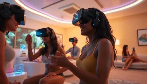 Engaging scene of sex games ai in a vibrant VR setting with interactive characters.